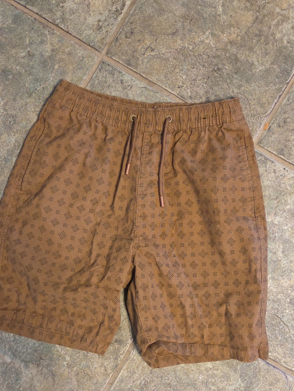 Michael Brandon Brown Geometric Print Shorts
